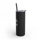 'Hustle Hard' in Pink Maars Maker Skinny Matte Black Tumbler, 20oz