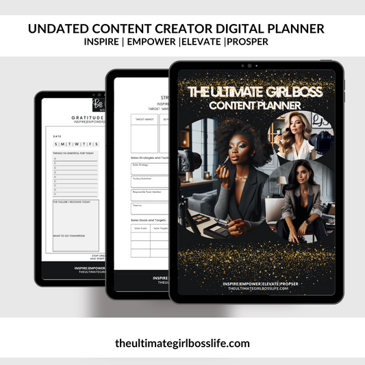 Content Creator Planner Undated Monthly & Weekly  At A Glance Pages