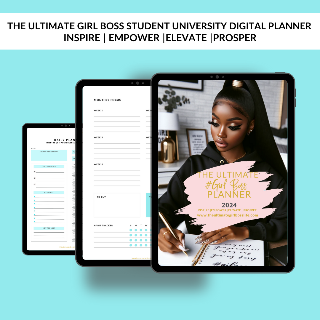 Top Selling Student Planner Digital Planner Girl Boss Thrive and Success