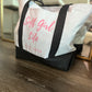 Soft Girl Life Zipper Tote – White/Pink/Black 🌸