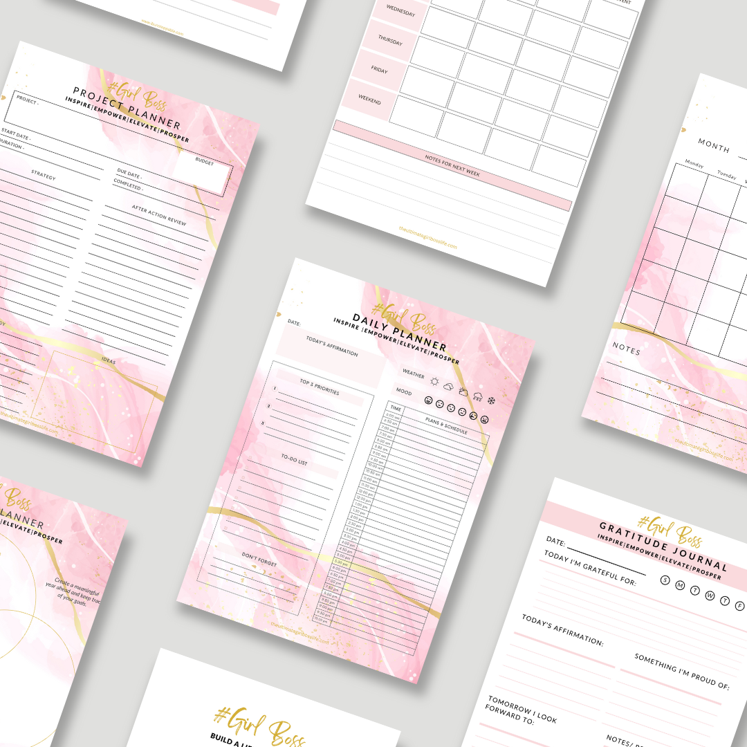 Girl Boss Life Undated Planner with Daily & Month At A Glance -The Mini